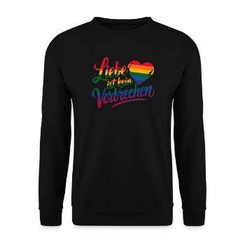 Love Is Not A Crime Rainbow Heart LGBT - Unisex Sweatshirt - black - Front - Alina (178cm) & Michal (187cm)