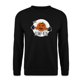 Pump-kin - Pumpkin goes to work out in the gym - Unisex Sweatshirt - black - Front - Alina (178cm) & Michal (187cm)