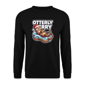 Otterly Merry Christmas Otter - Unisex Sweatshirt - black - Front - Alina (178cm) & Michal (187cm)