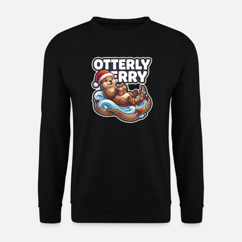 Otterly Merry Weihnachtsotter - Unisex Pullover - Schwarz