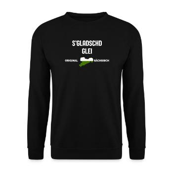 S’Gladschd Glei Dicton Est-Allemand - Sweat-shirt Unisexe - noir - Devant - Alina (178cm) & Michal (187cm)