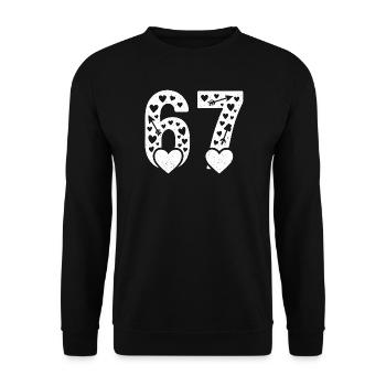 Valentinstag 6-7 Spaß 67 Nummer Valentinstag Sechs - Unisex Pullover - Schwarz - Vorne - Alina (178cm) & Michal (187cm)