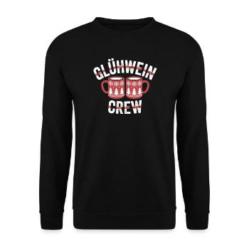 Glühwein Crew Frohe Weihnachten Weihnachtsmarkt - Unisex Pullover - Schwarz - Vorne - Alina (178cm) & Michal (187cm)