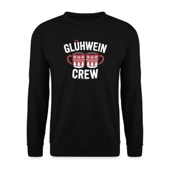 Glühwein Crew Frohe Weihnachten Weihnachtsmarkt - Unisex Pullover - Schwarz - Vorne - Alina (178cm) & Michal (187cm)