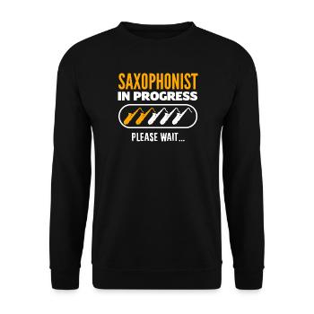 Jazz saxophone funny saxophonist in progress - Unisex Sweatshirt - black - Front - Alina (178cm) & Michal (187cm)