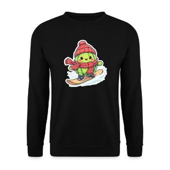 Kawaii Watermelon Snowboarding in Winter - Unisex Sweatshirt - black - Front - Alina (178cm) & Michal (187cm)