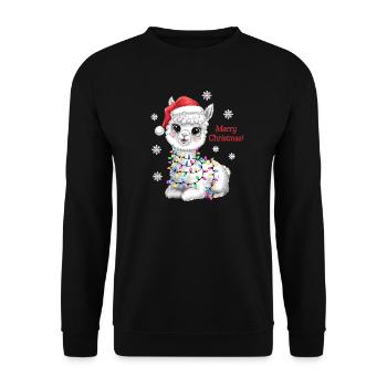 Alpaka Weihnachten Weihnachtspullover lustig süß - Unisex Pullover - Schwarz - Vorne - Alina (178cm) & Michal (187cm)