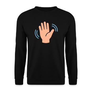 Winken-Hand Symbol Grafik - Unisex Pullover - Schwarz - Vorne - Alina (178cm) & Michal (187cm)