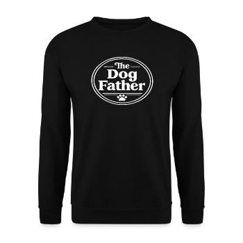 Das runde Abzeichen des Hundevaters Pfoten-Design - Unisex Pullover - Schwarz - Vorne - Alina (178cm) & Michal (187cm)