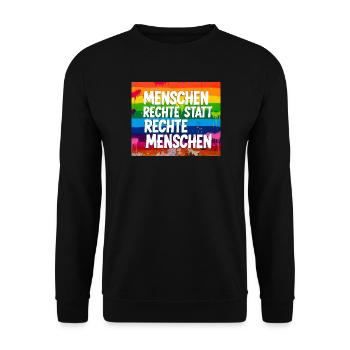 Human Rights Instead of Right-Wing People Statement - Unisex Sweatshirt - black - Front - Alina (178cm) & Michal (187cm)
