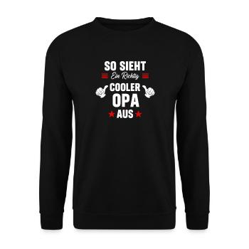 So sieht ein richtiger cooler Opa aus - Unisex Pullover - Schwarz - Vorne - Alina (178cm) & Michal (187cm)