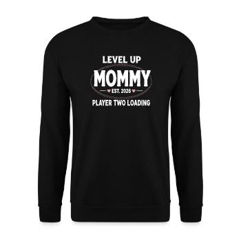 Level Up Mommy Gamer Logo - Unisex Sweatshirt - black - Front - Alina (178cm) & Michal (187cm)