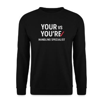 Grammar Oxford Comma Language Rules - Unisex Sweatshirt - black - Front - Alina (178cm) & Michal (187cm)