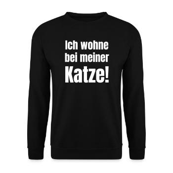 Ich wohne bei meiner Katze - Unisex Pullover - Schwarz - Vorne - Alina (178cm) & Michal (187cm)