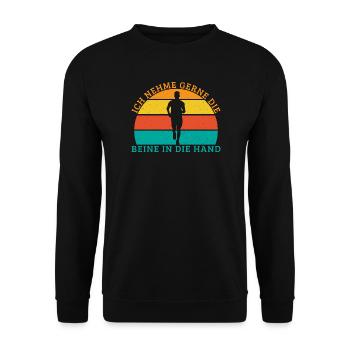 Laufen Nehme Gerne Hände in die Hand Läufer - Unisex Pullover - Schwarz - Vorne - Alina (178cm) & Michal (187cm)