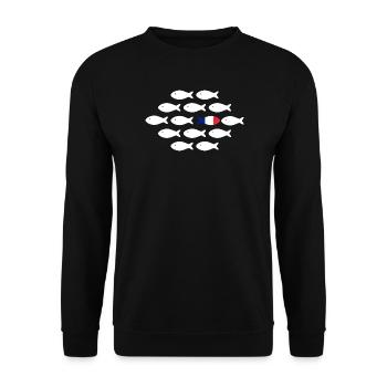 Fish in rows with tricolor fish - Unisex Sweatshirt - black - Front - Alina (178cm) & Michal (187cm)