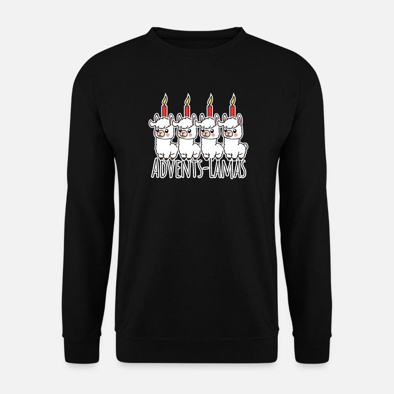 Die 4 niedliche Advents Lamas - eine Kerze brennt! - Unisex Pullover - Schwarz