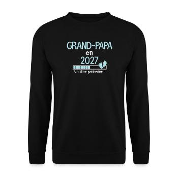 Grandpa in 2027 Gift Future Grandpa Humor - Unisex Sweatshirt - black - Front - Alina (178cm) & Michal (187cm)