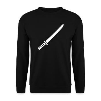 Katana Schwert Samurai Japan Waffe Vektor - Unisex Pullover - Schwarz - Vorne - Alina (178cm) & Michal (187cm)