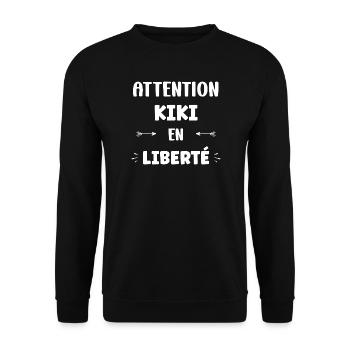 Attention Kiki en Liberté - Sweat-shirt Unisexe - noir - Devant - Alina (178cm) & Michal (187cm)