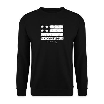 Flag Strokes mit NYC - Unisex Pullover - Schwarz - Vorne - Alina (178cm) & Michal (187cm)