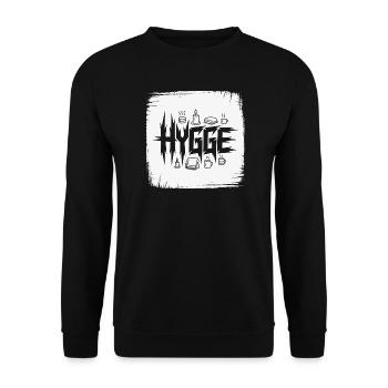 Hygge Cozy Candles Muster - Unisex Pullover - Schwarz - Vorne - Alina (178cm) & Michal (187cm)
