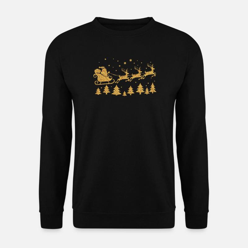 Weihnachtsmann Rentier Santa Schlitten gold edel - Unisex Pullover - Schwarz