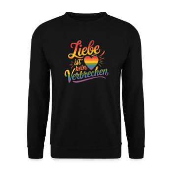 Love Is Not A Crime Rainbow Heart LGBTQ - Unisex Sweatshirt - black - Front - Alina (178cm) & Michal (187cm)