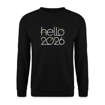 Hello 2026 Neon Outline - Unisex Sweatshirt - black - Front - Alina (178cm) & Michal (187cm)