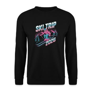 Voyage Ski 2026 Néon Rétro - Sweat-shirt Unisexe - noir - Devant - Alina (178cm) & Michal (187cm)