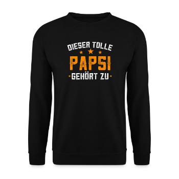 Dieser Tolle Papsi Gehört zu Geschenk für Papa - Unisex Pullover - Schwarz - Vorne - Alina (178cm) & Michal (187cm)