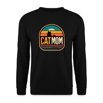 Cat Mom Vintage Sunset Cat Cats - Unisex Sweatshirt - black - Front - Alina (178cm) & Michal (187cm)
