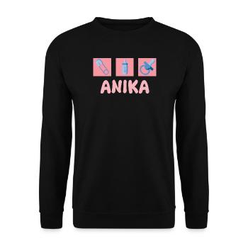 Geschenk für Anika - Unisex Pullover - Schwarz - Vorne - Alina (178cm) & Michal (187cm)