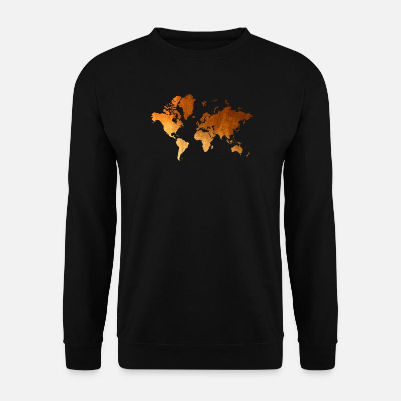 Weltkarte Goldenes Erdendesign - Unisex Pullover - Schwarz