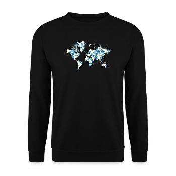 Carte du monde Fleurs Bleues - Sweat-shirt Unisexe - noir - Devant - Alina (178cm) & Michal (187cm)
