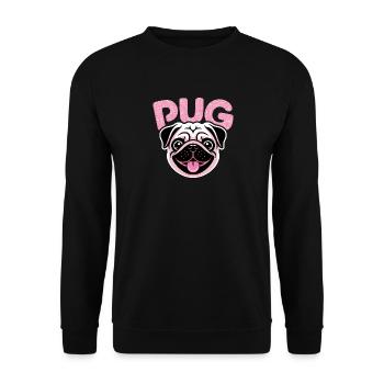 Pug - Cool Pet Logo - Unisex Sweatshirt - black - Front - Alina (178cm) & Michal (187cm)