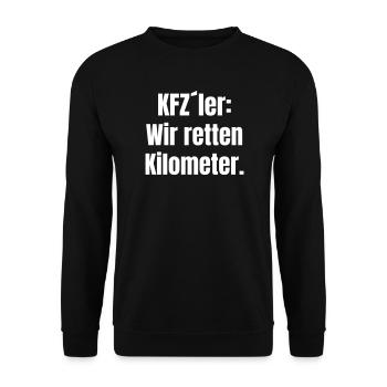 KFZler: Wir retten Kilometer - Unisex Pullover - Schwarz - Vorne - Alina (178cm) & Michal (187cm)