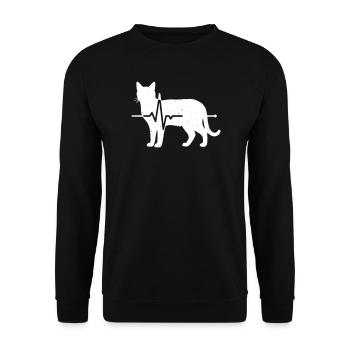 Katze Herzschlag EKG Puls Grunge Vektor - Unisex Pullover - Schwarz - Vorne - Alina (178cm) & Michal (187cm)