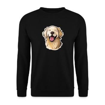 Happy Golden Retriever – Chien drôle avec le sourire - Sweat-shirt Unisexe - noir - Devant - Alina (178cm) & Michal (187cm)
