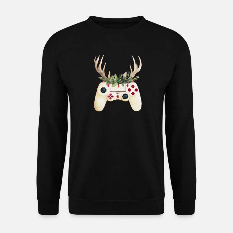Weihnachtscontroller mit Hirschgeweih - Unisex Pullover - Schwarz