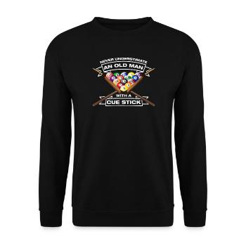 Old man lustiges Billard Billardspieler - Unisex Pullover - Schwarz - Vorne - Alina (178cm) & Michal (187cm)