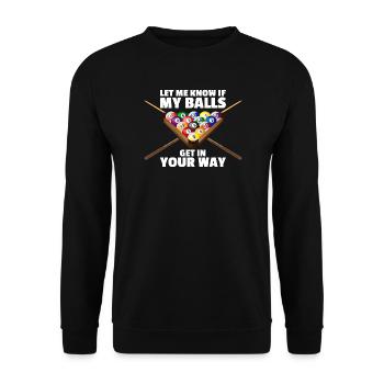 Let me know lustiges Billard Billardspieler - Unisex Pullover - Schwarz - Vorne - Alina (178cm) & Michal (187cm)