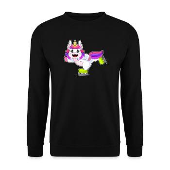 Einhorn Eislaufen Schlittschuhe Wintersport - Unisex Sweatshirt - black - Front - Alina (178cm) & Michal (187cm)