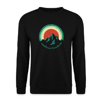 Endless Freedom Mountain Rainbow in retro design - Unisex Sweatshirt - black - Front - Alina (178cm) & Michal (187cm)