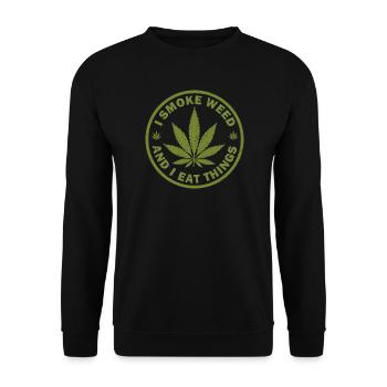 Je fume de l’herbe et je mange des choses - Sweat-shirt Unisexe - noir - Devant - Alina (178cm) & Michal (187cm)