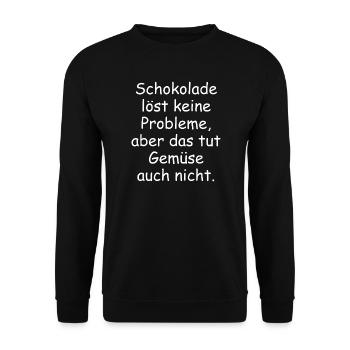 Le chocolat ne résout aucun problème, c’est drôle de dire - Sweat-shirt Unisexe - noir - Devant - Alina (178cm) & Michal (187cm)