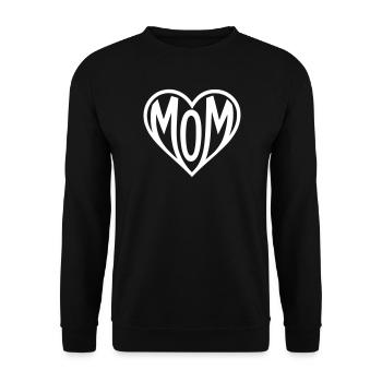 Mom - Herzform für stolze Mama, Mommy, Mutter - Unisex Pullover - Schwarz - Vorne - Alina (178cm) & Michal (187cm)