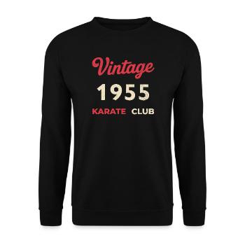 Vintage 1955 – Karate Club Retro Geburtsjahr - Unisex Pullover - Schwarz - Vorne - Alina (178cm) & Michal (187cm)