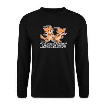 Gemeinsam laufen! Niedliche Katzen Lauf-Team! - Unisex Pullover - Schwarz - Vorne - Alina (178cm) & Michal (187cm)