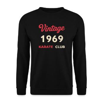 Vintage 1969 – Karate Club Retro Geburtsjahr - Unisex Pullover - Schwarz - Vorne - Alina (178cm) & Michal (187cm)